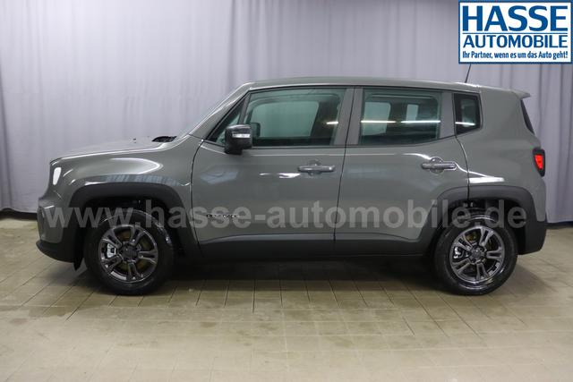 Jeep Renegade 1.5 T4 DCT7 e-Hybrid Longitude 503 Sting Grey 015 Stoff Schwarz "8CZ Sting Grey Business-Paket Longitude: Uconnect Smartouch 8.4 mit 8,4""-Touchscreen, Navigationssystem, Bluetooth, AUX-IN-und USB sowie DAB, Apple CarPlay&Android Auto und LIVE Services, Fahrersitz mit elektr. Lordosenstütze 2-fach verstellbar" 1469 96 kW