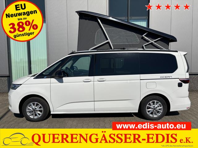 Volkswagen T7 California - Ocean 2.0 TDI 150PS DSG, 16" Alu, ELEKTRISCHES Aufstelldach, Privacy-Glas, Climatronic, KÜCHE, Standheizung + FB, Sitzheizung, Park Assist, Parksensoren v/h, Kamera, IQ Light LED-MATRIX, Markise, Side ACC, Ganzjahresreifen, Radio 10" App-Connect