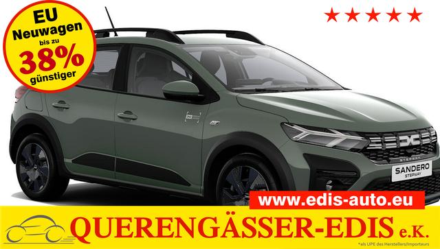 Dacia Sandero Stepway - Expression 1.0 ECO-G100 LPG-GASANLAGE/BENZIN, Safari-Grün Metallic, MEDIA NAVIGATION 8", Klimaanlage, Parksensoren hinten, Tempomat, Dachreling, Lederlenkrad, 4x elektr. Fensterheber, Armlehne, Spiegel einstell-/beheizbar, ZV mit Fernbedienung