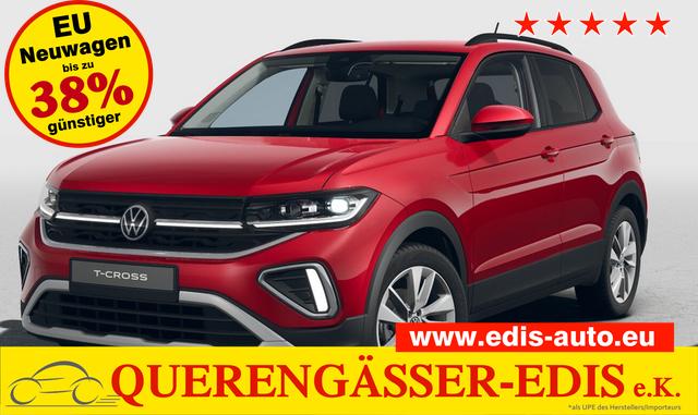 Volkswagen T-Cross - LIFE 1.0 TSI 115PS DSG/AUTOMATIK, Kings-Red-Metallic, Parksensoren v/h, Rückfahrkamera, Privacy-Glas, Sitzheizung, Climatronic, IQ LIGHT MATRIX-LED, Radio Ready2Discover+Wireless App-Connect, 17" Alu, KEYLESS, Lendenwirbelstütze, M-Lederlenkrad, Dachreling