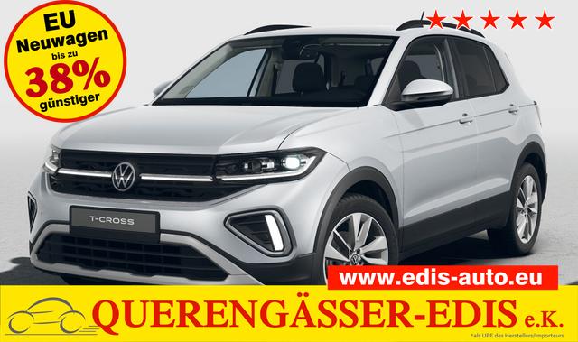 Volkswagen T-Cross - LIFE 1.0 TSI 115PS DSG/AUTOMATIK, Silber-Metallic, Parksensoren v/h, Rückfahrkamera, Privacy-Glas, Sitzheizung, Climatronic, IQ LIGHT MATRIX-LED, Radio Ready2Discover+Wireless App-Connect, 17" Alu, KEYLESS, M-Lederlenkrad, Dachreling