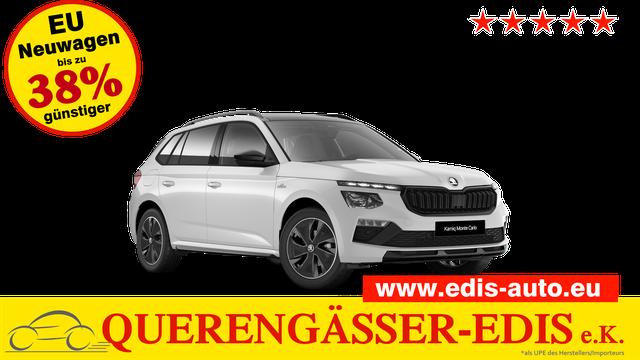Skoda Kamiq - Monte Carlo 1.5 TSI 150PS DSG (AUTOMATIK), MOON-WHITE PERLEFFEKT, PANORAMDACH, MATRIX-LED, SITZHEIZUNG, Sport-M-Lederlenkrad beheizt, SunSet, 2Z-Climatronic, Parksensoren vorn/hinten, R&uuml;ckfahrkamera, Kessy, Radio 8,25"+SmartLink, Virtual Cockpit, 17" Alu, Tempomat