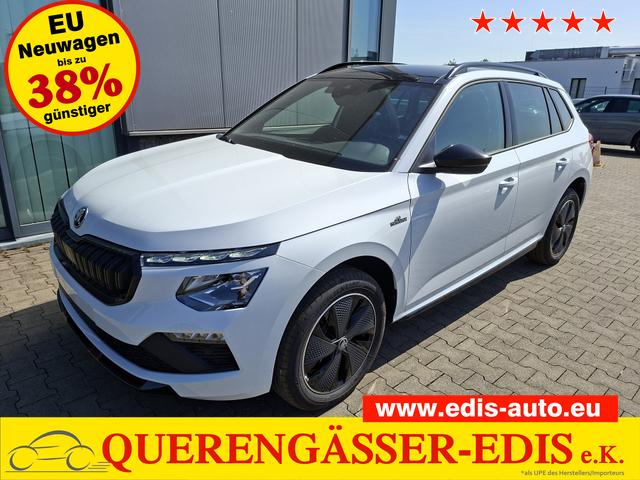Skoda Kamiq - Monte Carlo 1.5 TSI 150PS DSG (AUTOMATIK), MOON-WHITE PERLEFFEKT, PANORAMDACH, MATRIX-LED, SITZHEIZUNG, Sport-M-Lederlenkrad beheizt, SunSet, 2Z-Climatronic, Parksensoren vorn/hinten, R&uuml;ckfahrkamera, Kessy, Radio 8,25"+SmartLink, Virtual Cockpit, 17" Alu, Tempomat