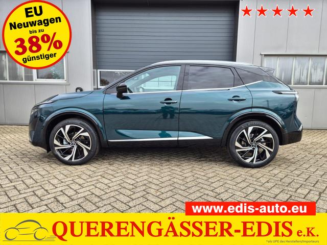 Nissan Qashqai - 1.3 DIG-T MHEV 158 PS X-Tronic Tekna Premium Paket 20"LM Teil-Leder PanoGlasdach Klimaautomatik Sitzheizung Lenkradheizung Navi Head-Up Display elektr. Heckklappe ACC PDC v+h 360&deg;Kamera DAB Bluetooth Touchscreen Apple CarPlay Android Auto
