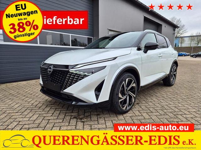 Nissan Qashqai - 1.3 DIG-T MHEV 158 PS X-Tronic Tekna Premium Paket 20"LM Teil-Leder PanoGlasdach Klimaautomatik Sitzheizung Lenkradheizung Navi Head-Up Display elektr. Heckklappe ACC PDC v+h 360&deg;Kamera DAB Bluetooth Touchscreen Apple CarPlay Android Auto