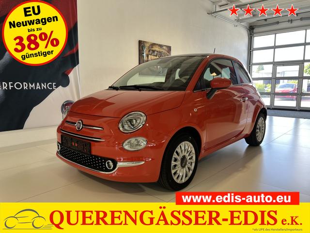 Fiat 500 - DOLCEVITA 1,0 Hybrid, Tech-Paket - Radio mit 7"-Bildschirm Navigationssystem, Multifunktionslenkrad, Lichtsensor- und Regensensor, Klimaautomatik, 15"-Leichtmetallfelgen, Getönte Seitenscheiben hinten, Parksensoren hinten uvm.