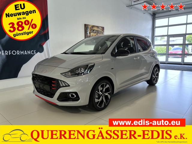 Hyundai i10 - N Line 1.0 T-GDI 66 kW (90 PS) NLine-Interieur-Paket, Lenkradheizung, Sitzheizung, Klimaautomatik, Radio, DAB, Apple CarPlay, Android Auto, Navigationssystem, Rückfahrkamera, Verkehrszeichenerkennung, Tempomat, 16 Zoll Leichtmetallfelgen, uvm.