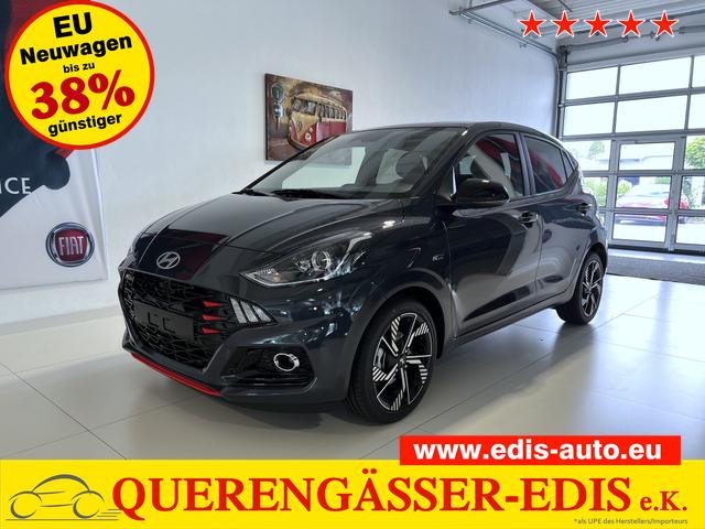 Hyundai i10 - N Line 1.0 T-GDI 66 kW (90 PS) NLine-Interieur-Paket, Lenkradheizung, Sitzheizung, Klimaautomatik, Radio, DAB, Apple CarPlay, Android Auto, Navigationssystem, Rückfahrkamera, Verkehrszeichenerkennung, Tempomat, 16 Zoll Leichtmetallfelgen, uvm.