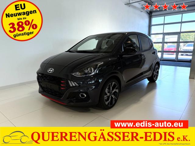 Hyundai i10 - N Line 1.0 T-GDI 66 kW (90 PS) Line-Interieur-Paket, Lenkradheizung, Sitzheizung, Klimaautomatik, Radio, DAB, Apple CarPlay, Android Auto, Navigationssystem, Rückfahrkamera, Verkehrszeichenerkennung, Tempomat, 16 Zoll Leichtmetallfelgen, uvm.