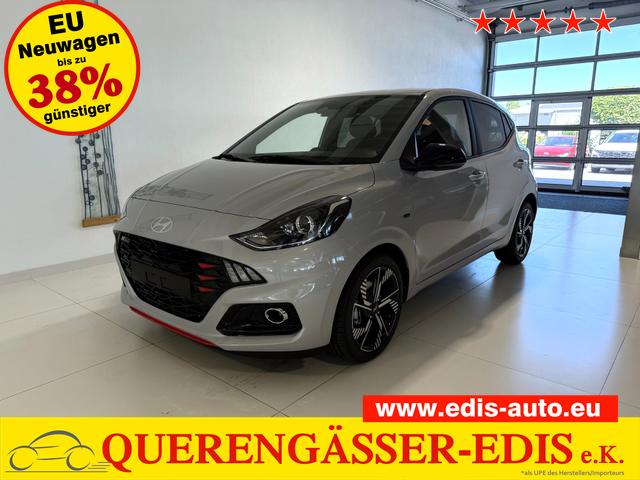 Hyundai i10 - N Line 1.0 T-GDI 66 kW (90 PS) Interieur-Paket, Lenkradheizung, Sitzheizung, Klimaautomatik, Radio, DAB, Apple CarPlay, Android Auto, Navigationssystem, Rückfahrkamera, Verkehrszeichenerkennung, Tempomat, 16 Zoll Leichtmetallfelgen, uvm.
