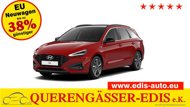 Hyundai i30 - GO 1.0 T-GDi 73 kW (100 PS) 2-Zonen-Klimaautomatik, Sitzheizung, Lenkradheizung, Navigationssystem, DAB, Apple CarPlay, Android Auto, Bluetooth, Freisprecheinrichtung, USB-Anschluss, Digitales Cockpit, LED-Abblendlicht, Dachreling, 16 Zoll Leichtmetallfe