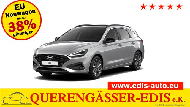 Hyundai i30 - GO 1.0 T-GDi 73 kW (100 PS) 2-Zonen-Klimaautomatik, Sitzheizung, Lenkradheizung, Navigationssystem, DAB, Apple CarPlay, Android Auto, Bluetooth, Freisprecheinrichtung, USB-Anschluss, Digitales Cockpit, LED-Abblendlicht, Dachreling, 16 Zoll Leichtmetallfe
