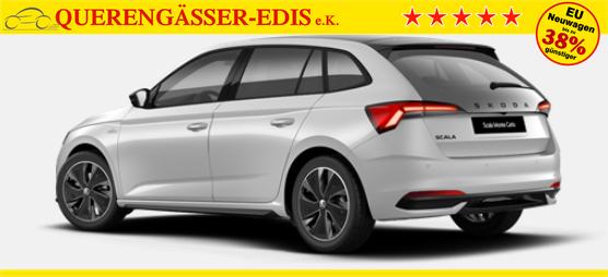 Skoda Scala Monte Carlo 1.0 TSI 115PS DSG, MOON-WHITE MET, Panoramadach, 17"Alu, Climatronic, MATRIX-LED, Kessy, Verlängerte Heckscheibe, SunSet, Parksensoren vorn/hinten, Rückfahrkamera, Tempomat, Winter-Paket, Sport-M-Lederlenkrad beheizt, Virtual Cockpit, Radio 8", SmartLin 
