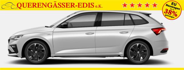 Skoda Scala Monte Carlo 1.0 TSI 115PS DSG, MOON-WHITE MET, Panoramadach, 17"Alu, Climatronic, MATRIX-LED, Kessy, Verlängerte Heckscheibe, SunSet, Parksensoren vorn/hinten, Rückfahrkamera, Tempomat, Winter-Paket, Sport-M-Lederlenkrad beheizt, Virtual Cockpit, Radio 8", SmartLin 