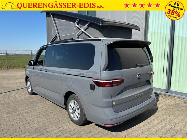 Volkswagen T7 California Ocean 2.0 TDI 150PS DSG, 16" Alu, ELEKTRISCHES Aufstelldach, Privacy-Glas, Climatronic, KÜCHE, Standheizung + FB, Sitzheizung, Park Assist, Parksensoren v/h, Kamera, IQ Light LED-MATRIX, Markise, Side ACC, Ganzjahresreifen, Radio 10" App-Connect 