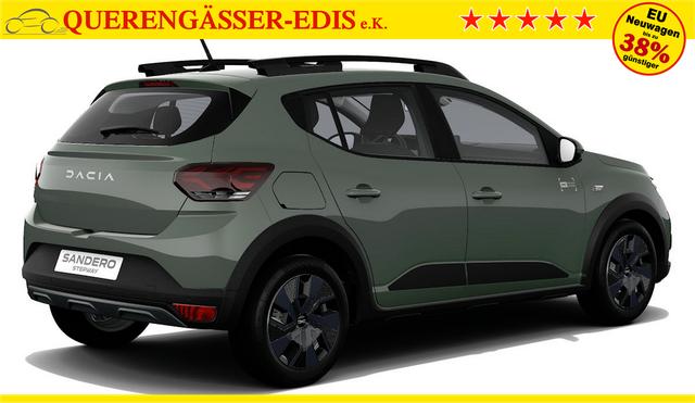Dacia Sandero Stepway Expression 1.0 ECO-G100 LPG-GASANLAGE/BENZIN, Safari-Grün Metallic, MEDIA NAVIGATION 8", Klimaanlage, Parksensoren hinten, Tempomat, Dachreling, Lederlenkrad, 4x elektr. Fensterheber, Armlehne, Spiegel einstell-/beheizbar, ZV mit Fernbedienung 