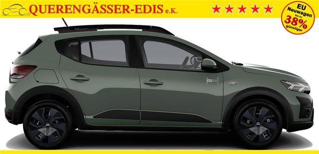 Dacia Sandero Stepway Expression 1.0 ECO-G100 LPG-GASANLAGE/BENZIN, Safari-Grün Metallic, MEDIA NAVIGATION 8", Klimaanlage, Parksensoren hinten, Tempomat, Dachreling, Lederlenkrad, 4x elektr. Fensterheber, Armlehne, Spiegel einstell-/beheizbar, ZV mit Fernbedienung 