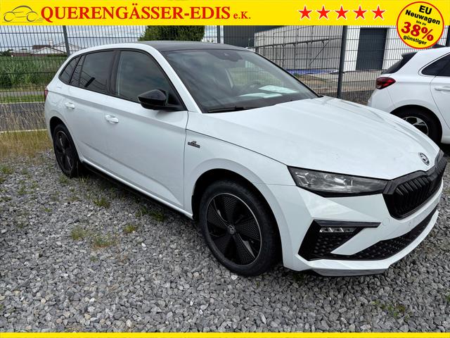 Skoda Scala Monte Carlo 1.0 TSI 115PS DSG, MOON-WHITE MET, Panoramadach, 17"Alu, Climatronic, MATRIX-LED, Kessy, Verlängerte Heckscheibe, SunSet, Parksensoren vorn/hinten, Rückfahrkamera, Tempomat, Winter-Paket, Sport-M-Lederlenkrad beheizt, Virtual Cockpit, Radio 8", SmartLin 