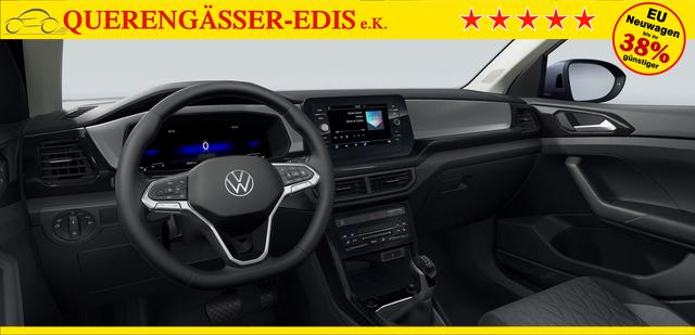 Volkswagen T-Cross LIFE 1.0 TSI 115PS DSG/AUTOMATIK, Silber-Metallic, Parksensoren v/h, Rückfahrkamera, Privacy-Glas, Sitzheizung, Climatronic, IQ LIGHT MATRIX-LED, Radio Ready2Discover+Wireless App-Connect, 17" Alu, KEYLESS, M-Lederlenkrad, Dachreling 