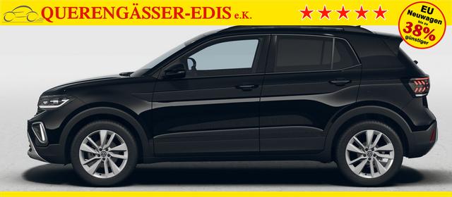 Volkswagen T-Cross LIFE 1.5 TSI 150PS DSG/AUTOMATIK, Deep-Black-Metallic, Parksensoren v/h, Rückfahrkamera, Privacy-Glas, Sitzheizung, Climatronic, IQ LIGHT MATRIX-LED, Radio Ready2Discover+App-Connect, 17" Alu, KEYLESS, Lendenwirbelstütze, M-Lederlenkrad, Dachreling 