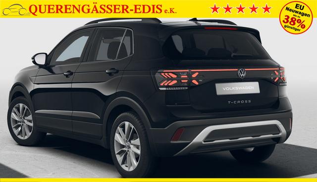 Volkswagen T-Cross LIFE 1.5 TSI 150PS DSG/AUTOMATIK, Deep-Black-Metallic, Parksensoren v/h, Rückfahrkamera, Privacy-Glas, Sitzheizung, Climatronic, IQ LIGHT MATRIX-LED, Radio Ready2Discover+App-Connect, 17" Alu, KEYLESS, Lendenwirbelstütze, M-Lederlenkrad, Dachreling 