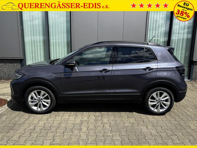 Volkswagen T-Cross LIFE 1.0 TSI 115PS DSG/AUTOMATIK, Rauch-Grau-Metallic, Parksensoren v/h, Rückfahrkamera, Privacy-Glas, Sitzheizung, Climatronic, IQ LIGHT MATRIX-LED, Radio Ready2Discover+Wireless App-Connect, 17" Alu, KEYLESS, Lendenwirbelstütze, M-Lederlenkrad, Dachreling 