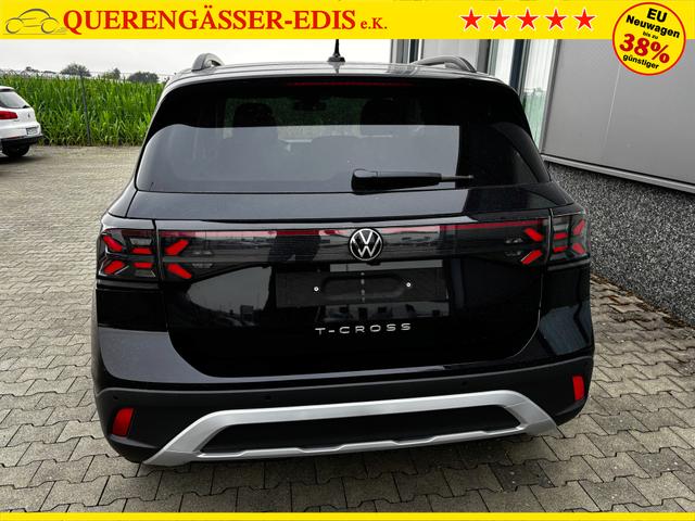 Volkswagen T-Cross LIFE 1.5 TSI 150PS DSG/AUTOMATIK, Deep-Black-Metallic, Parksensoren v/h, Rückfahrkamera, Privacy-Glas, Sitzheizung, Climatronic, IQ LIGHT MATRIX-LED, Radio Ready2Discover+App-Connect, 17" Alu, KEYLESS, Lendenwirbelstütze, M-Lederlenkrad, Dachreling 