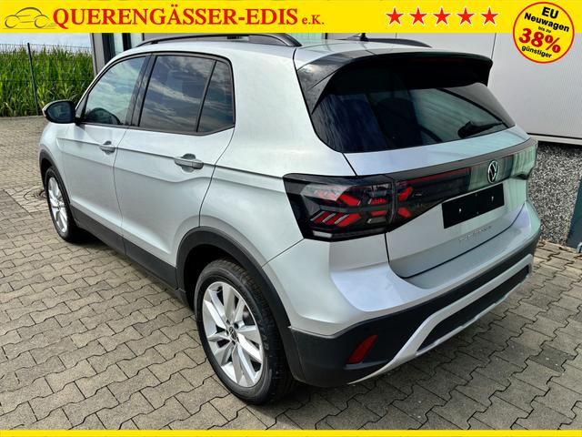 Volkswagen T-Cross LIFE 1.0 TSI 115PS DSG/AUTOMATIK, Silber-Metallic, Parksensoren v/h, Rückfahrkamera, Privacy-Glas, Sitzheizung, Climatronic, IQ LIGHT MATRIX-LED, Radio Ready2Discover+Wireless App-Connect, 17" Alu, KEYLESS, M-Lederlenkrad, Dachreling 
