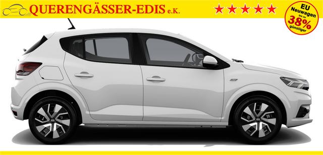 Dacia Sandero Expression 1.0 ECO-G 100 BENZIN/LPG-GASANLAGE, Weiß, Klimaanlage, Parksensoren hinten, Nebelscheinwerfer, Tempomat, Radio 8" + Smartphone-Integration, Lederlenkrad, Armlehne, Außenspiegel elektr. einstell-/beheizbar, Zentralverriegelung mit Fernbedienung 