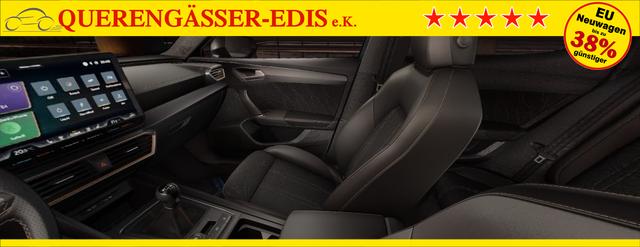 Cupra Leon Basis 1.5 TSI 150PS 6-Gang, 5 Jahre Garantie, EDGE-PAKET, WINTER-PAKET, 18" Alufelgen, Voll-LED-Scheinwerfer, 3Z-Climatronic, ACC/Tempomat, Digitales Cockpit, Full Link, Parksensoren v/h, Privacy-Glas, Multifunktions-Lederlenkrad, LED-Nebelscheinwerfer 