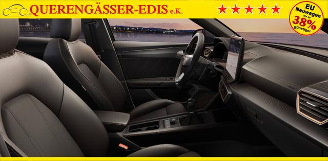 Cupra Leon Sportstourer Basis 1.5 TSI 150PS 6-Gang, 5 Jahre Garantie, AHK SCHWENKBAR, EDGE-PAKET, WINTER-PAKET, Elektr. Heckklappe, Dachreling, 18" Alu, Voll-LED-Scheinwerfer, 3Z-Climatronic, ACC/Tempomat, Digitales Cockpit, Full Link, Parksensoren v/h, Privacy-Glas, M-Lederlenkrad 