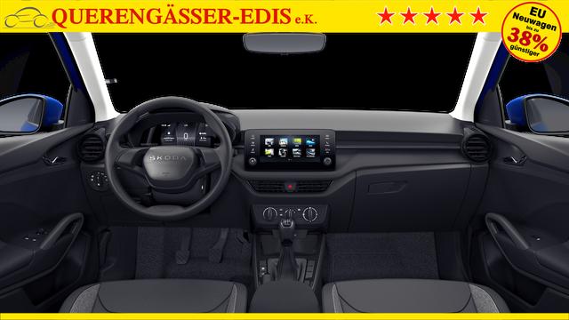 Skoda Fabia Extra 1.0 80PS, 5 Jahre Garantie, Energy-Blau, Klimaanlage, Parksensoren hinten, Infotainment 8", Virtual Cockpit, LED-Scheinwerfer, Nebelscheinwerfer, Wireless SmartLink (Navi-Funktion &uuml;ber Smartphone), Armlehne vorn, Fu&szlig;matten 