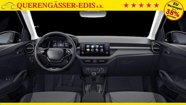 Skoda Fabia Extra Plus 1.0 TSI 116PS, 5 Jahre Garantie, SMOKEY-SILBER METALLIC, CLIMATRONIC, BEHEIZTE FRONTSCHEIBE, SITZHEIZUNG, M-Lederlenkrad BEHEIZT, 15" ALU, Parksensoren hinten, R&uuml;ckfahrkamera, Infotainment 8", Virtual Cockpit, Tempomat, NSW, Wireless SmartLink 