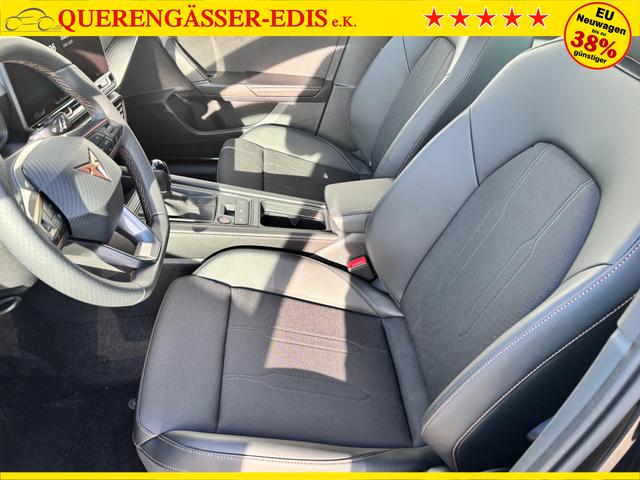 Cupra Leon Basis 1.5 TSI 150PS 6-Gang, 5 Jahre Garantie, SCHWARZ-METALLIC, EDGE-PAKET, WINTER-PAKET, 18" Alufelgen, Voll-LED-Scheinwerfer, 3Z-Climatronic, ACC/Tempomat, Digitales Cockpit, Full Link, Parksensoren v/h, Privacy-Glas, Multifunktions-Lederlenkrad 