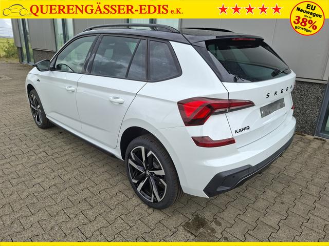 Skoda Kamiq Monte Carlo 1.5 TSI 150PS DSG, 5J GARANTIE, WEISS-MET/Dach schwarz, 18" ALU, AHK SCHWENKBAR, Panoramadach, Matrix-LED, Parksensoren v/h, Kamera, Tempomat, Virtual Cockpit (8"!!), Kessy, Winter-Paket, Climatronic, Radio 8", SmartLink, NSW, Sport-M-Lederlenkrad beheizt 