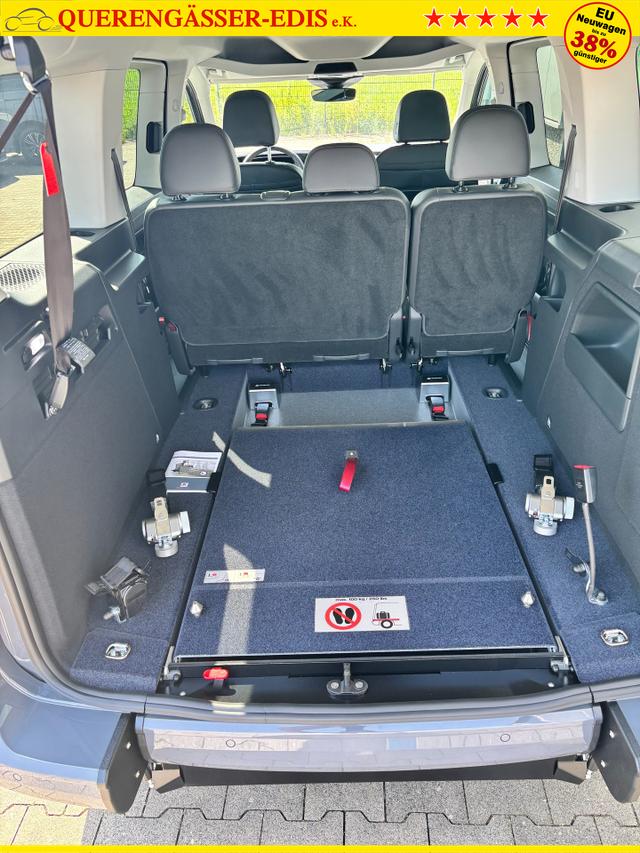 Volkswagen Caddy Maxi Style BEHINDERTENUMBAU (HECKAUSSCHNITT) 1.5 TSI 115PS DSG/AUTOMATIK, PURE-GREY, 17" Alu/Ganzjahresreifen, Winterpaket, ACC-Tempomat, Toter-Winkel, ParkAssist, Parksensoren vo/hi, R&uuml;ckfahrkamera, Radio Ready2Discover 10" + Wireless AppConnect, Climatronic 