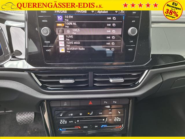 Volkswagen T-Roc Style Modell 2025, 1.5 TSI 150PS DSG, Schwarz-Met, Elektr. Heckklappe, ACC, Virtual Cockpit, Climatronic, ParkAssist, Parksensoren v/h, R&uuml;ckfahrkamera, Sitzheizung, Privacy-Glas, M-Lederlenkrad beheizt, 19" ALU "Misano" schwarz, IQ LIGHT MATRIX, Keyless 
