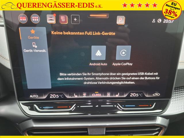 Cupra Formentor Basis 1.5 eTSI 150PS DSG (AUTOMATIK), 18" Alu, Sitzheizung, M-Lederlenkrad beheizt, 3-Zonen-Climatronic, Parksensoren vorne/hinten, Adaptiver Tempomat, Digitales Cockpit 10", Radio 12,9" + Full-Link (Navi-Funktion &uuml;ber Smartphone), FULL-LED-Scheinwerfer 