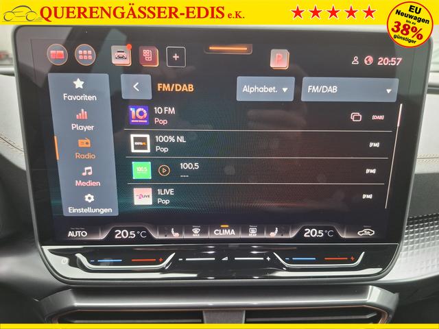 Cupra Formentor Basis 1.5 eTSI 150PS DSG (AUTOMATIK), 18" Alu, Sitzheizung, M-Lederlenkrad beheizt, 3-Zonen-Climatronic, Parksensoren vorne/hinten, Adaptiver Tempomat, Digitales Cockpit 10", Radio 12,9" + Full-Link (Navi-Funktion &uuml;ber Smartphone), FULL-LED-Scheinwerfer 