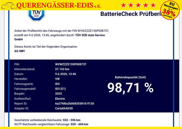 Volkswagen ID.3 GTX 210 kW kW, HuD, H&K, IQ.Light, Kamera, Winter, 20-Zoll 