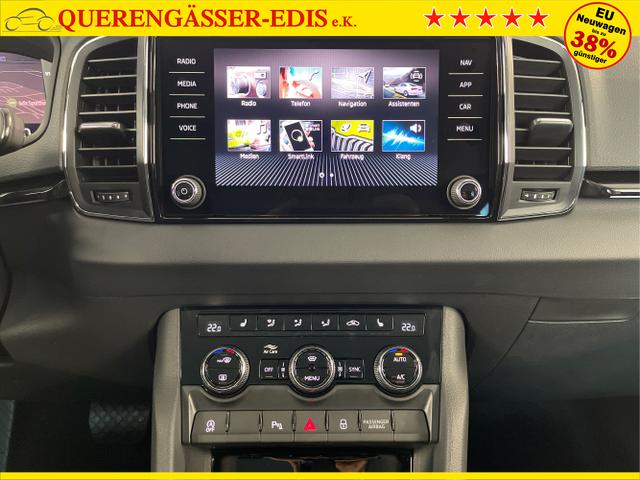 Skoda / Karoq / Blau / / / 150PS TSI DSG Navi+ACC+AHK+Kessy+Kamera+Sitzheiz+eHeck+GV5