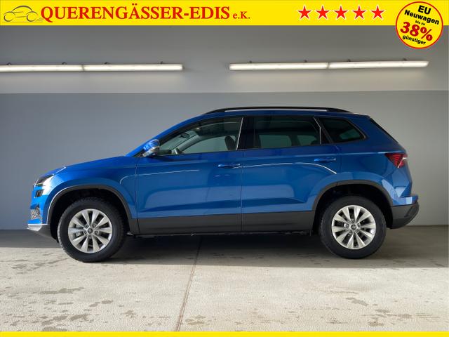 Skoda / Karoq / Blau / / / 150PS DSG AHK+Kamera+ACC+Kessy+Kamera+ParkPilot vo+hi+App