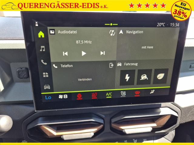 Dacia Duster Extreme Hybrid 140PS Automatik 1.6 SCE Lenkradheizung Sitzheizung 4x Kamera elektr.Parkbremse Teil-Leder Klimaautomatik Frontscheibe beh. Bluetooth Apple Carplay Android Auto PDC v+h 2xKeyless 18-LM 