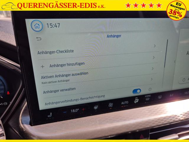Ford Kuga Titanium 243PS PHEV Automatik schwenkb. AHK Sitzheizung v+h Lenkradheizung Frontscheibe beheizb. LED-Scheinwerfer Klimaautomatik Ford-Navi SYNC4 Apple CarPlay Android Auto Touchscreen Bluetooth PDC 4xKamera 2xKeyless 17"LM vollelektr. Reichweite 