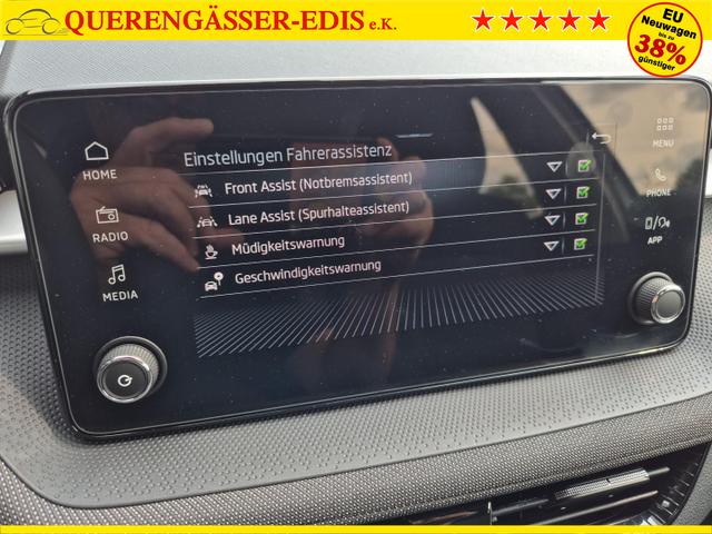 Skoda Fabia 1.0 TSI 115PS Selection 5-türig Sitzheizung Parksensoren Multifunktionslenkrad Klima Skoda-Radio Bluetooth Touchscreen Tempomat Nebelsch. wireless Apple CarPlay + Android Auto 