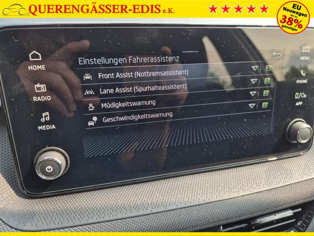 Skoda Fabia 1.0 TSI 115PS Selection 5-türig Sitzheizung Parksensoren Multifunktionslenkrad Klima Skoda-Radio Bluetooth Touchscreen Tempomat Nebelsch. wireless Apple CarPlay + Android Auto 