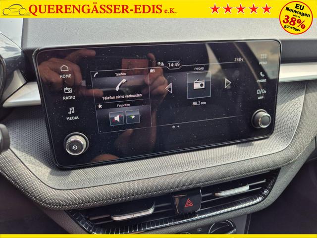 Skoda Fabia 1.0 TSI 115PS DSG Selection 5-türig Rückf.Kamera Parksensoren Sitzheizung Multifunktionslenkrad Klima Skoda-Radio Bluetooth Touchscreen Tempomat Nebelsch. Apple CarPlay + Android Auto 