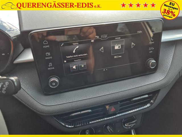 Skoda Fabia 1.0 TSI 115PS DSG Selection 5-türig 15"LM Rückf.Kamera Parksensoren Sitzheizung Multifunktionslenkrad Klima Skoda-Radio Bluetooth Touchscreen Tempomat Nebelsch. Apple CarPlay + Android Auto 