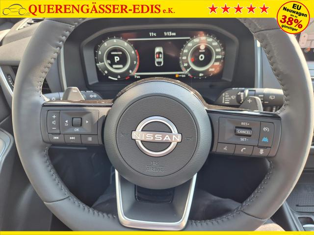 Nissan Qashqai 1.3 DIG-T MHEV 158 PS X-Tronic Tekna Voll-Leder Klimaautomatik PanoGlasdach Sitzheizung Lenkradheizung Navi Head-Up Display elektr. Heckklappe ACC PDC v+h 360&deg;Kamera DAB Bluetooth Touchscreen Apple CarPlay Android Auto 19"LM 