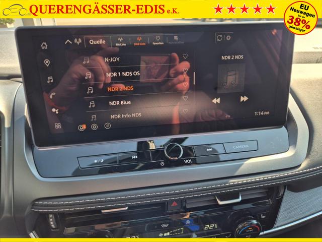 Nissan Qashqai 1.3 DIG-T MHEV 158 PS X-Tronic Tekna Voll-Leder Klimaautomatik PanoGlasdach Sitzheizung Lenkradheizung Navi Head-Up Display elektr. Heckklappe ACC PDC v+h 360&deg;Kamera DAB Bluetooth Touchscreen Apple CarPlay Android Auto 19"LM 